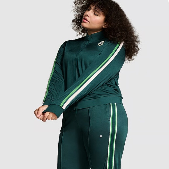 Pink Victoria’s Secret Track Jacket Long Sleeve Zip Sporty Lightweight Green XXL - Picture 3 of 13